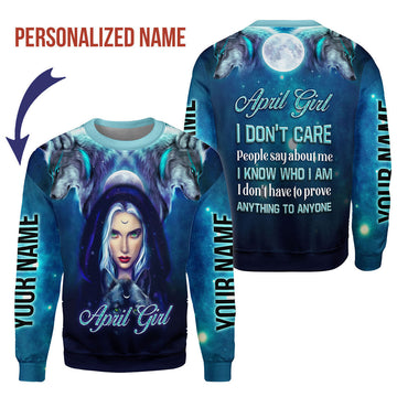YMskins Personalized Ugly Sweater April Girl I Don't Care All Over Printed