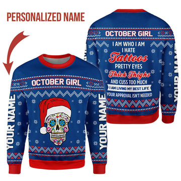 YMskins Personalized Sweatshirt October Girl I Am Who I Am All Over Printed