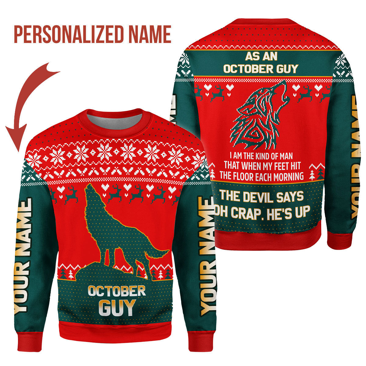 YMskins Personalized Sweatshirt October Guy All Over Printed