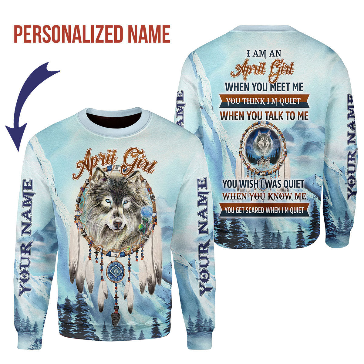 YMskins Personalized Ugly Sweater I Am An April Girl All Over Printed