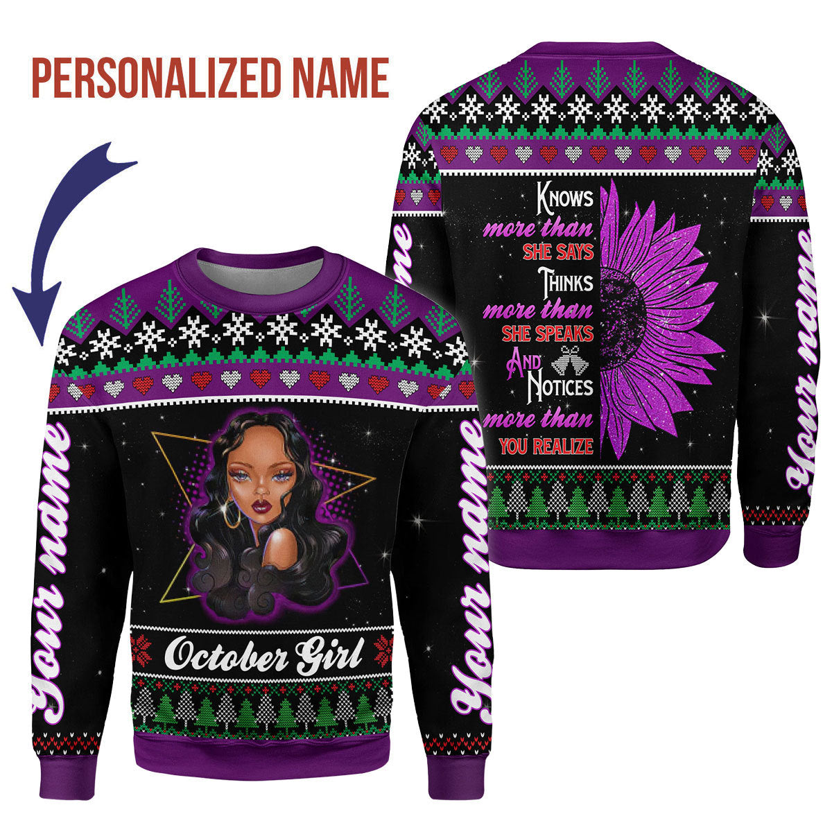 YMskins Personalized Sweatshirt October Girl All Over Printed
