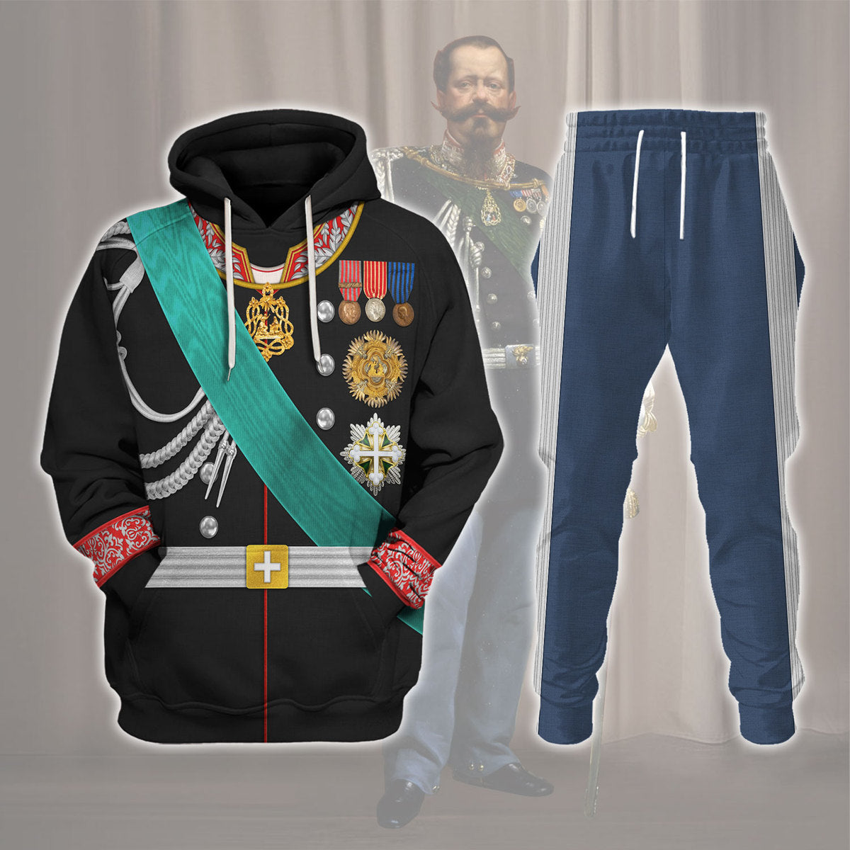 YMskins Victor Emmanuel II Uniform Costume Hoodie Sweatshirt T-Shirt Tracksuit