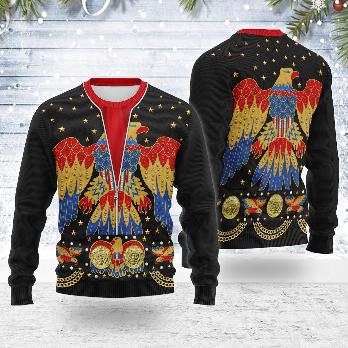 MakerHuman Eagle Elvis Black Christmas Wool Sweater