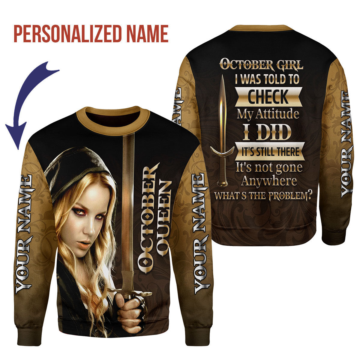 YMskins Personalized Ugly Sweater I'm An October Girl All Over Printed