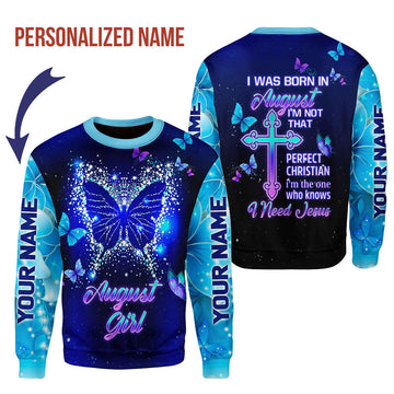 YMskins Personalized Ugly Sweater August Girl All Over Printed