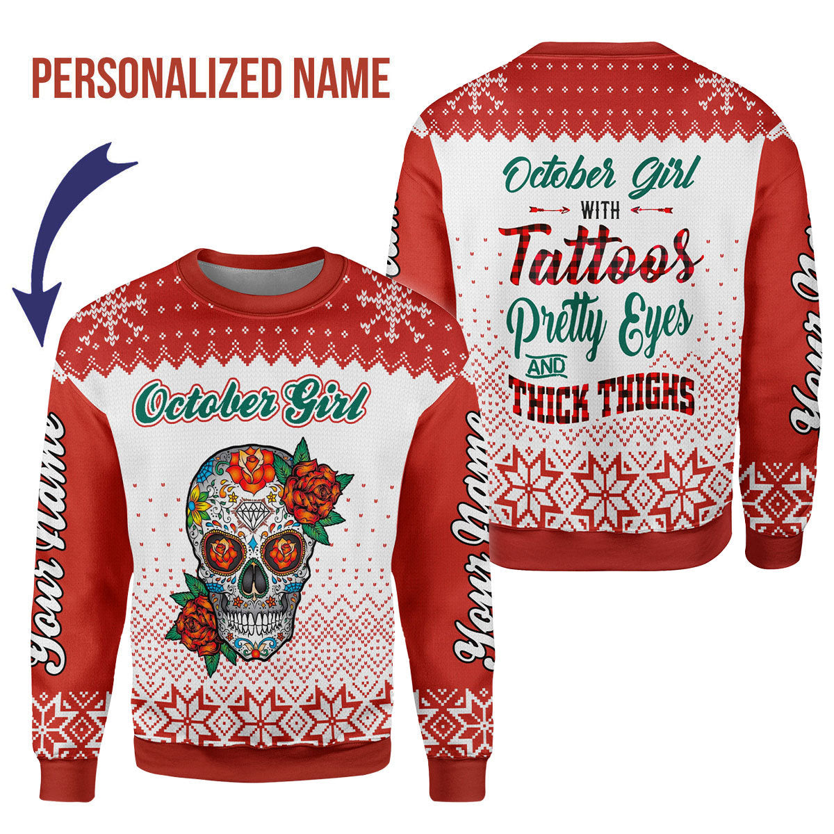 YMskins Personalized Sweatshirt October Girl All Over Printed