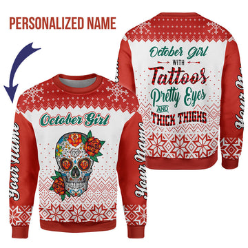 YMskins Personalized Sweatshirt October Girl All Over Printed