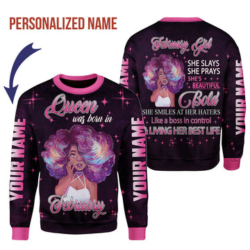 YMskins Personalized Tops February Girl She's Beautiful Bold All Over Printed