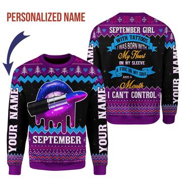 YMskins Personalized Sweatshirt September Girl All Over Printed