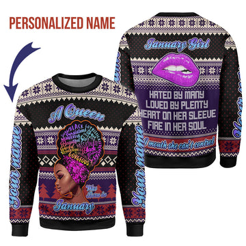 YMskins Personalized Ugly Sweater January Girl All Over Printed