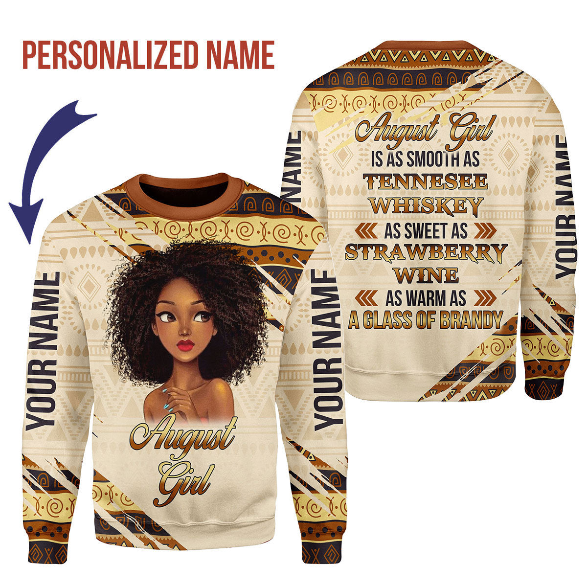 YMskins Personalized Ugly Sweater August Girl All Over Printed