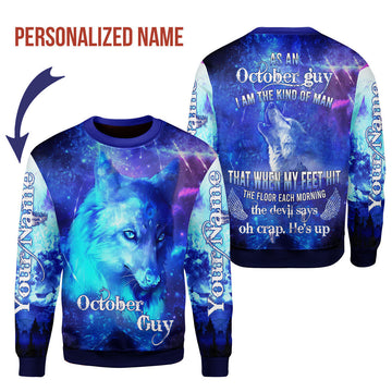 YMskins Personalized Ugly Sweater October Guy He's Up All Over Printed