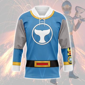 MakerHuman Blue Samurai Power Rangers Ninja Storm Hockey Jersey Sweatpants