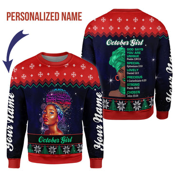 YMskins Personalized Sweatshirt October Girl All Over Printed