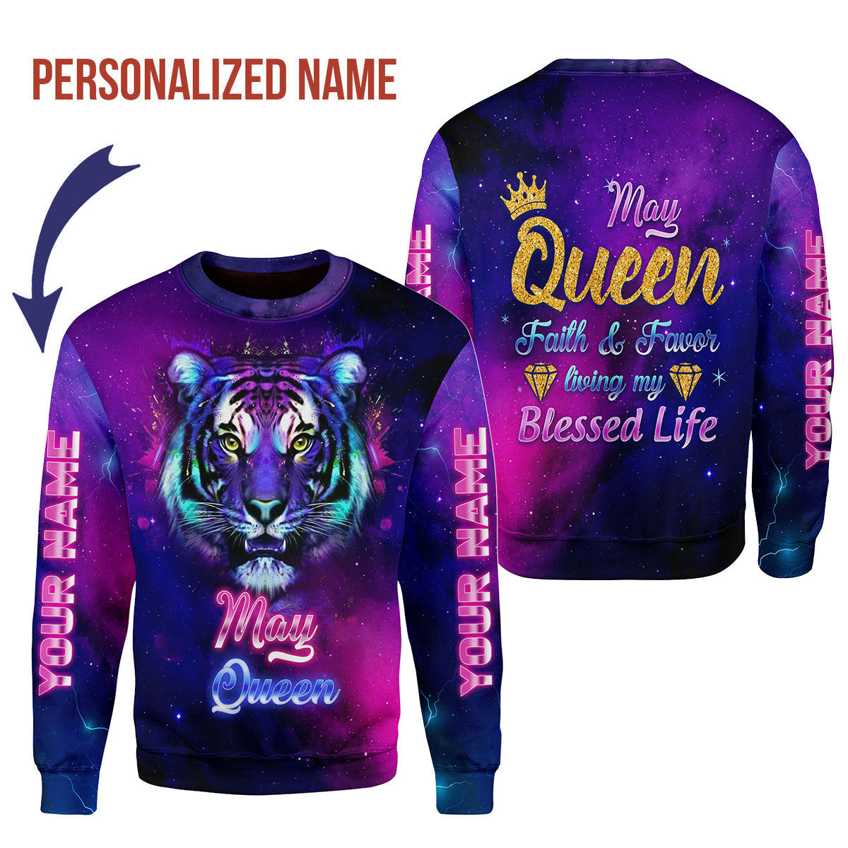 YMskins Personalized Ugly Sweater May Queen All Over Printed