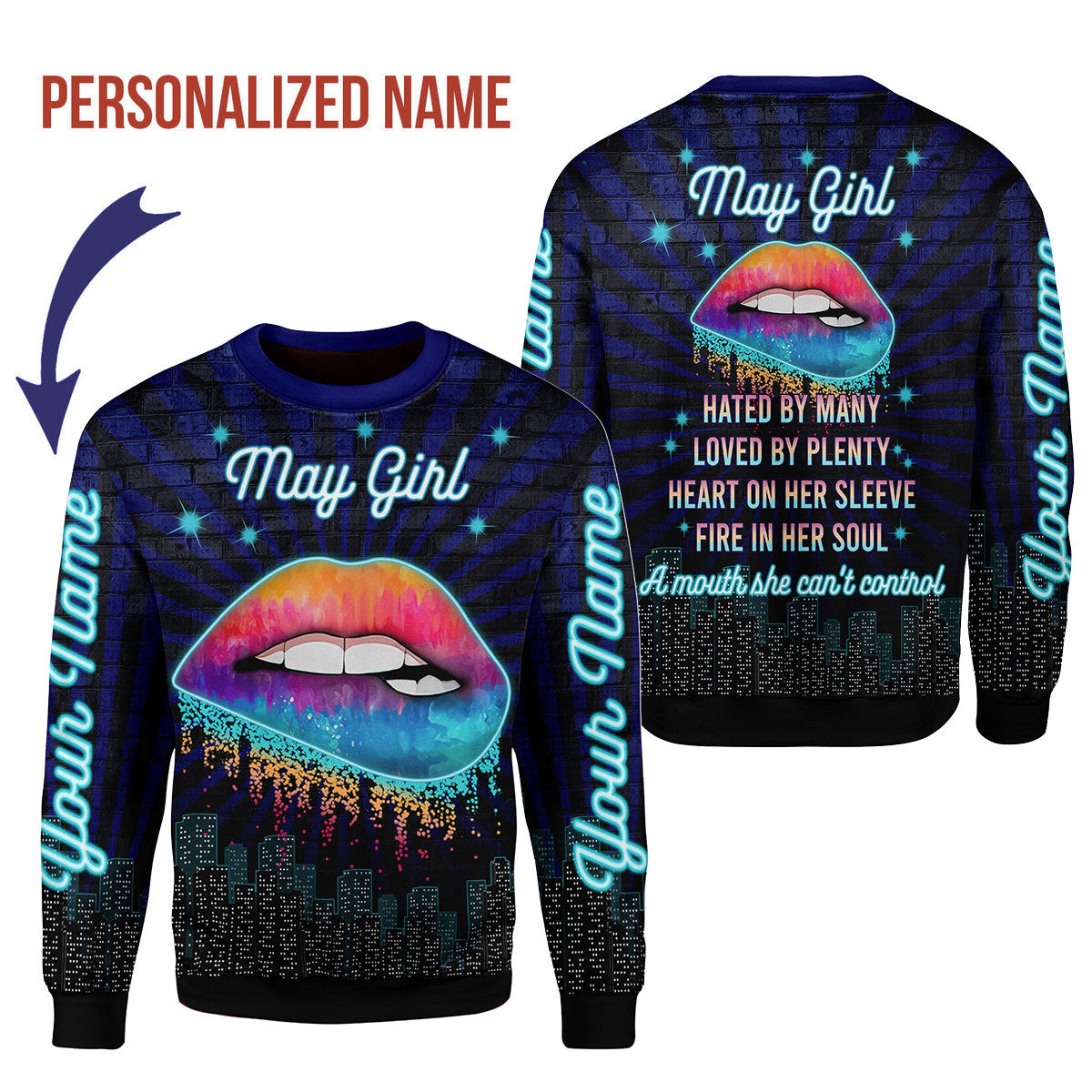 YMskins Personalized Ugly Sweater May Girl All Over Printed