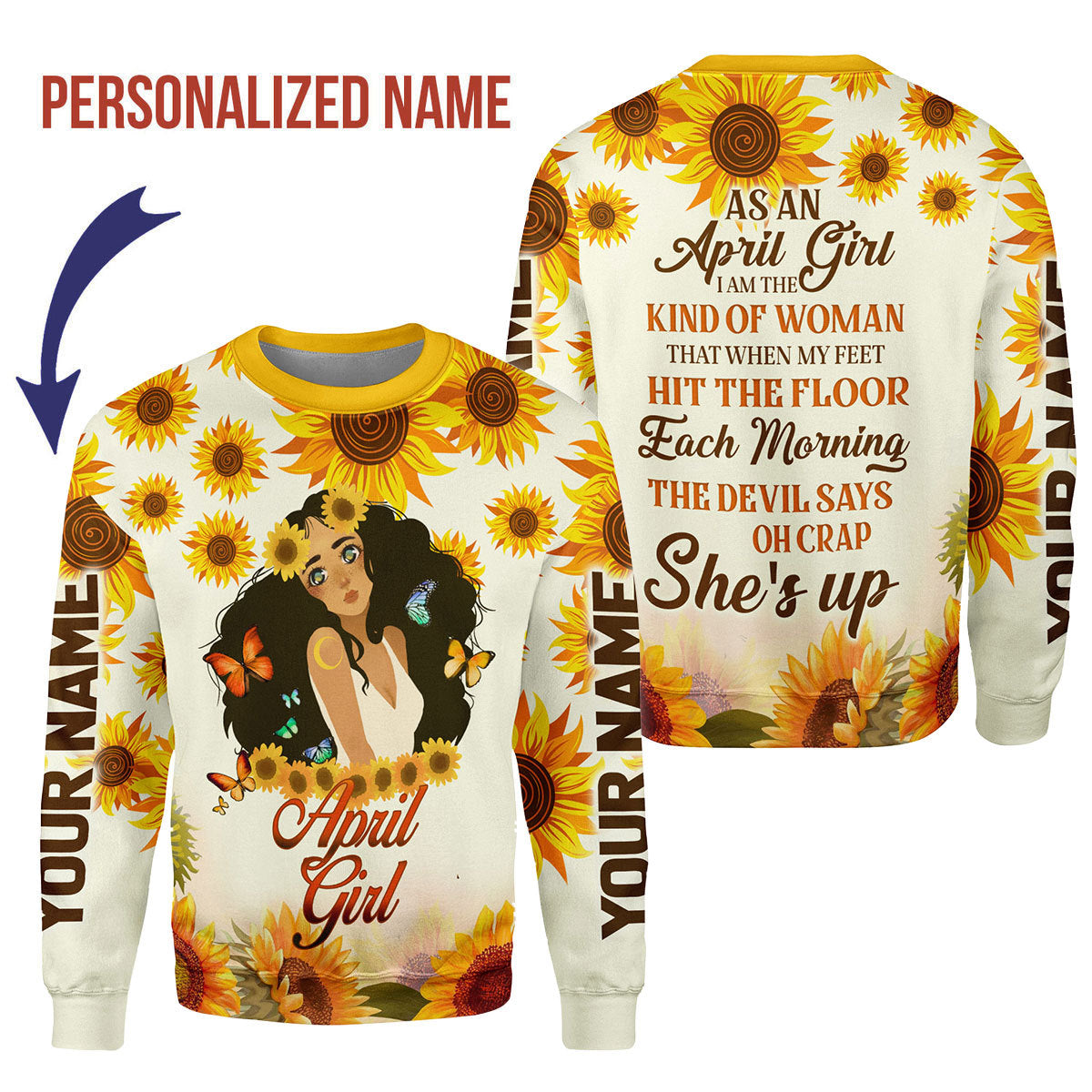 YMskins Personalized Ugly Sweater April Girl All Over Printed
