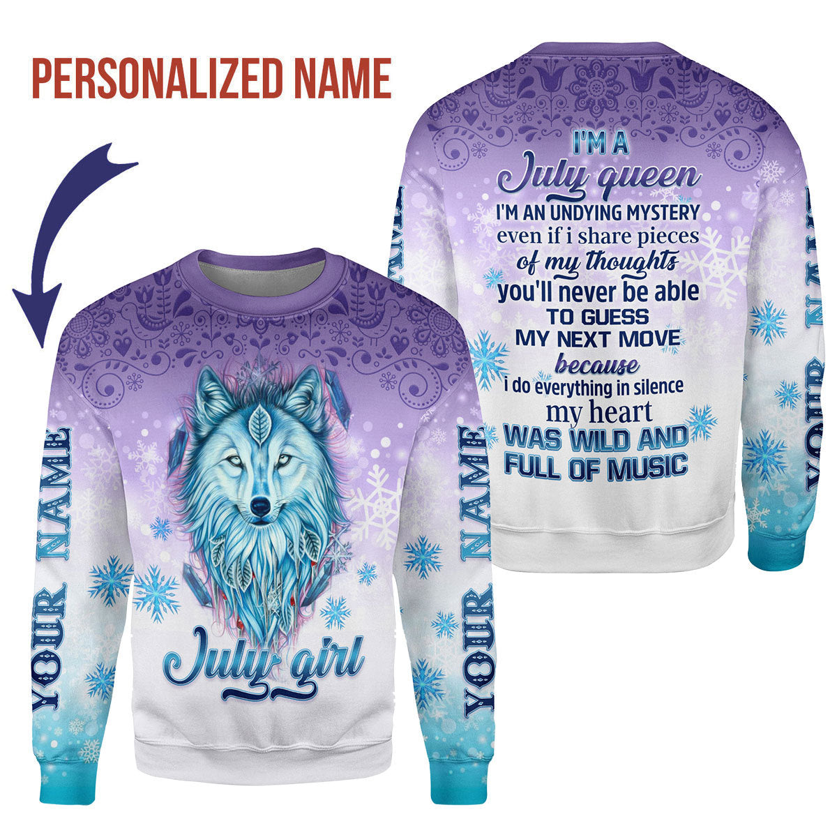 YMskins Personalized Ugly Sweater I'm A July Queen All Over Printed