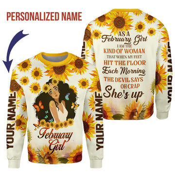YMskins Personalized Ugly Sweater February Girl All Over Printed