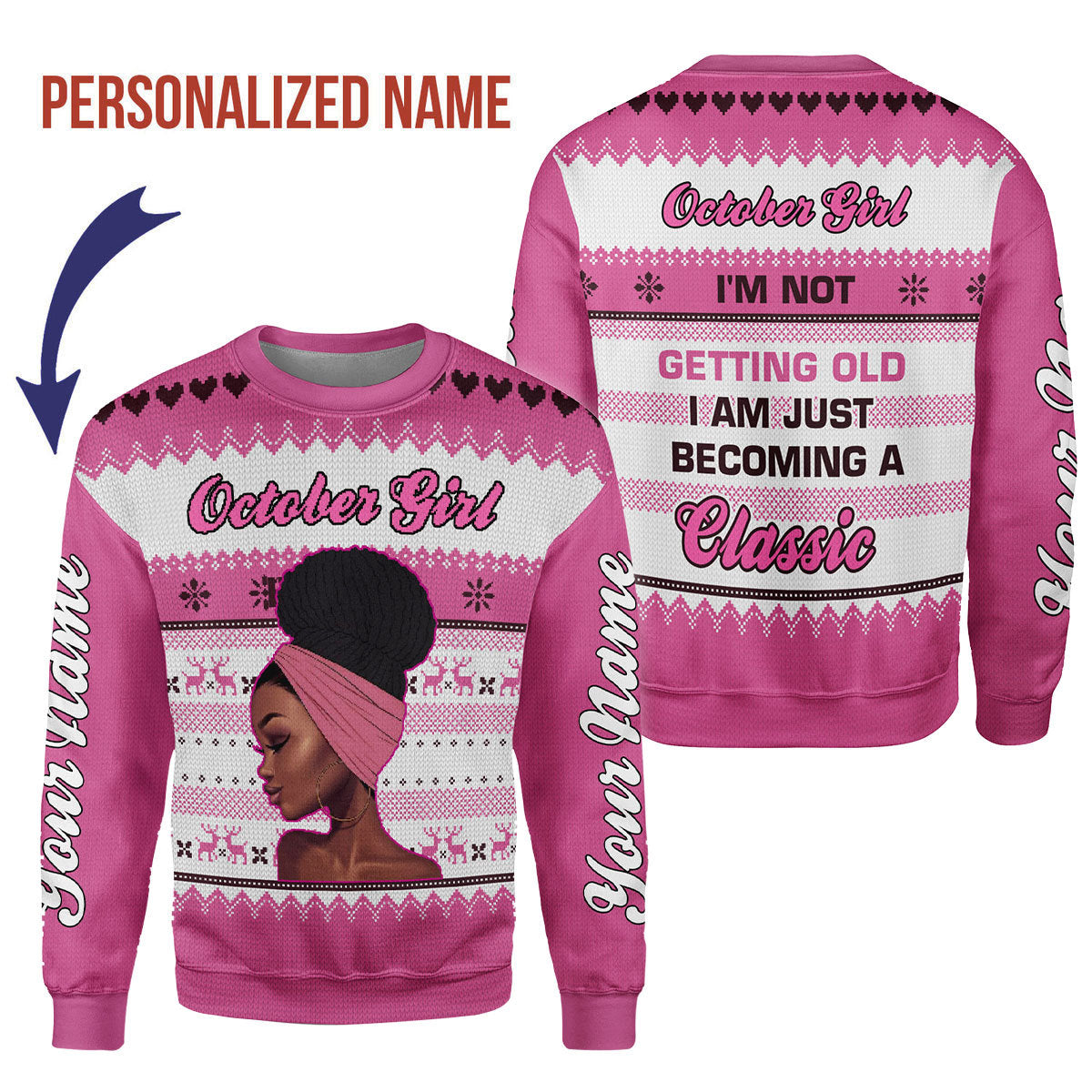 YMskins Personalized Sweatshirt October Girl All Over Printed