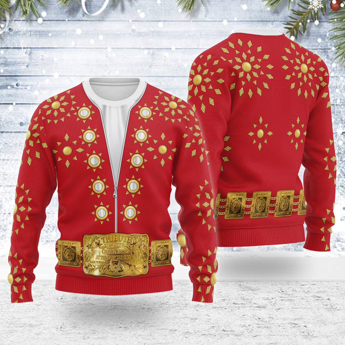 MakerHuman Elvis Burning Love Christmas Wool Sweater