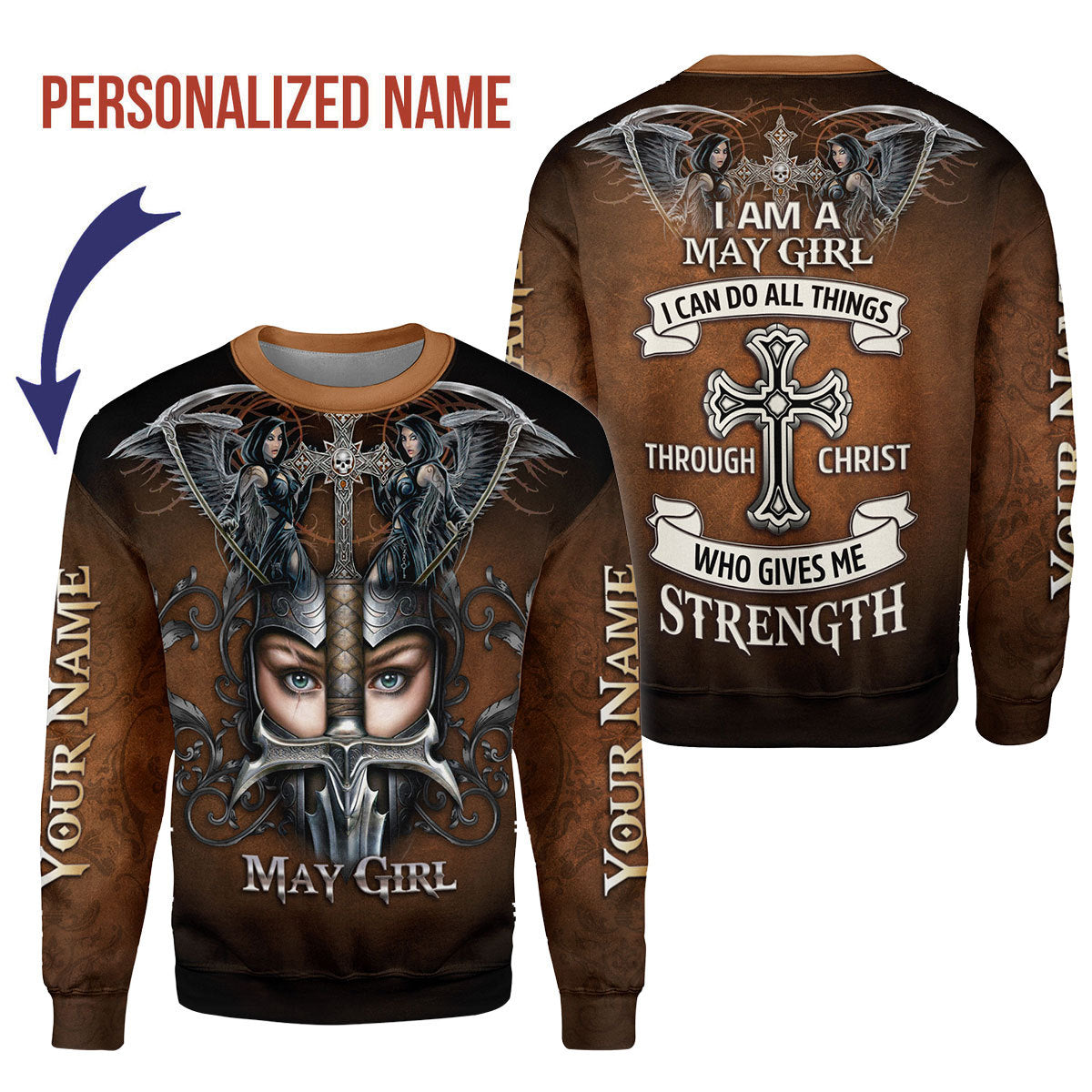 YMskins Personalized Ugly Sweater May Girl All Over Printed