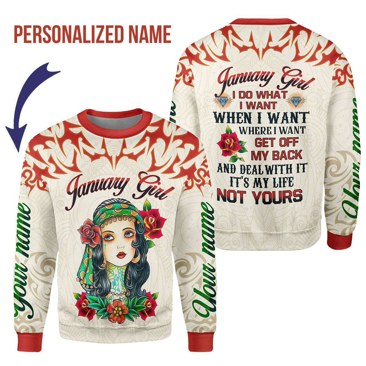 YMskins Personalized Tops January Girl I Do What I Want All Over Printed