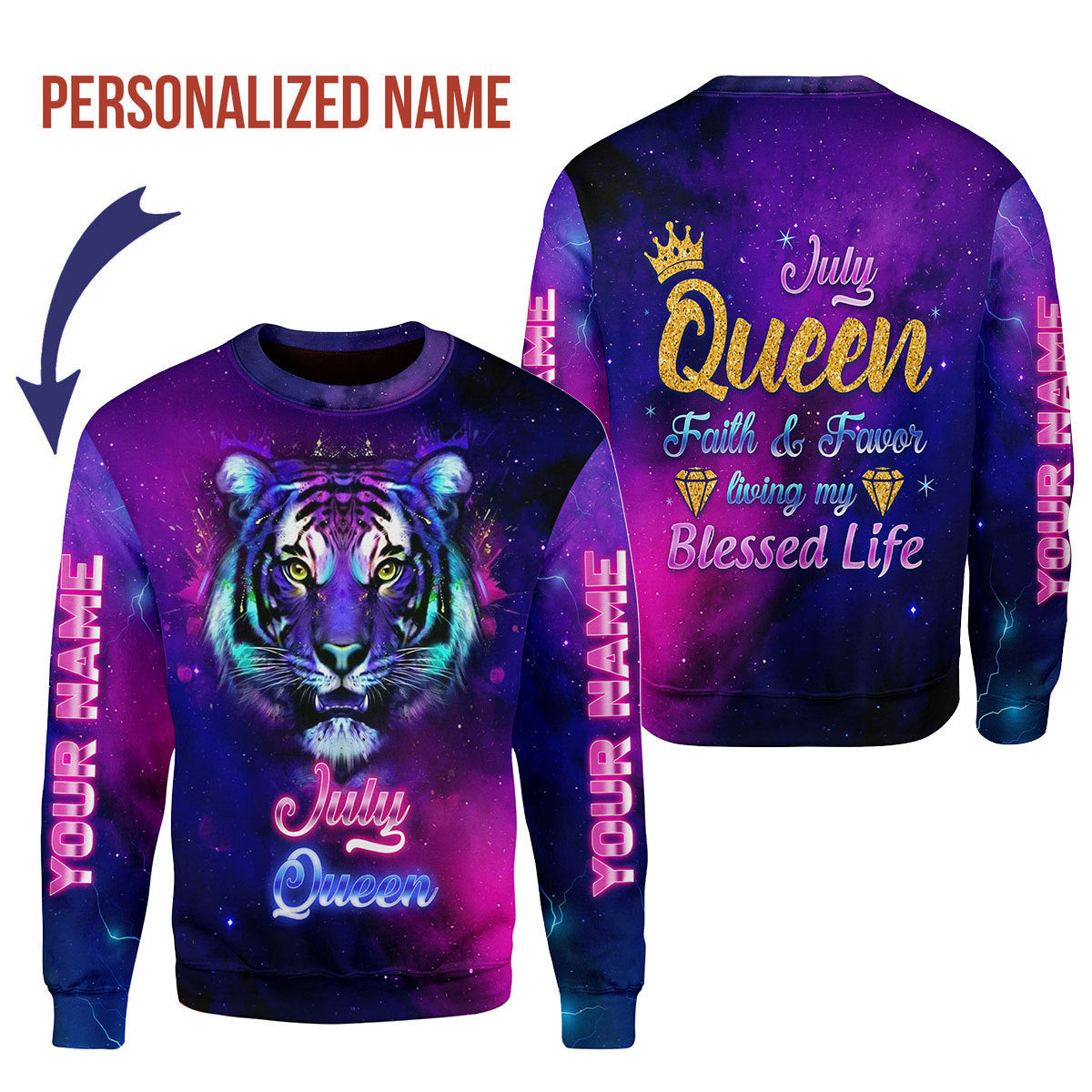 YMskins Personalized Ugly Sweater July Queen All Over Printed