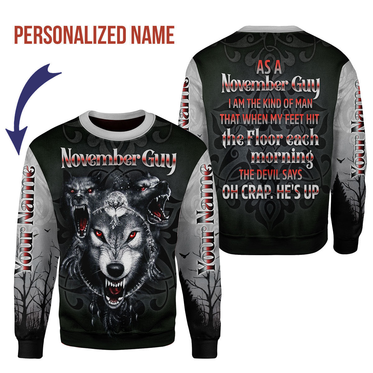 YMskins Personalized Ugly Sweater November Guy All Over Printed