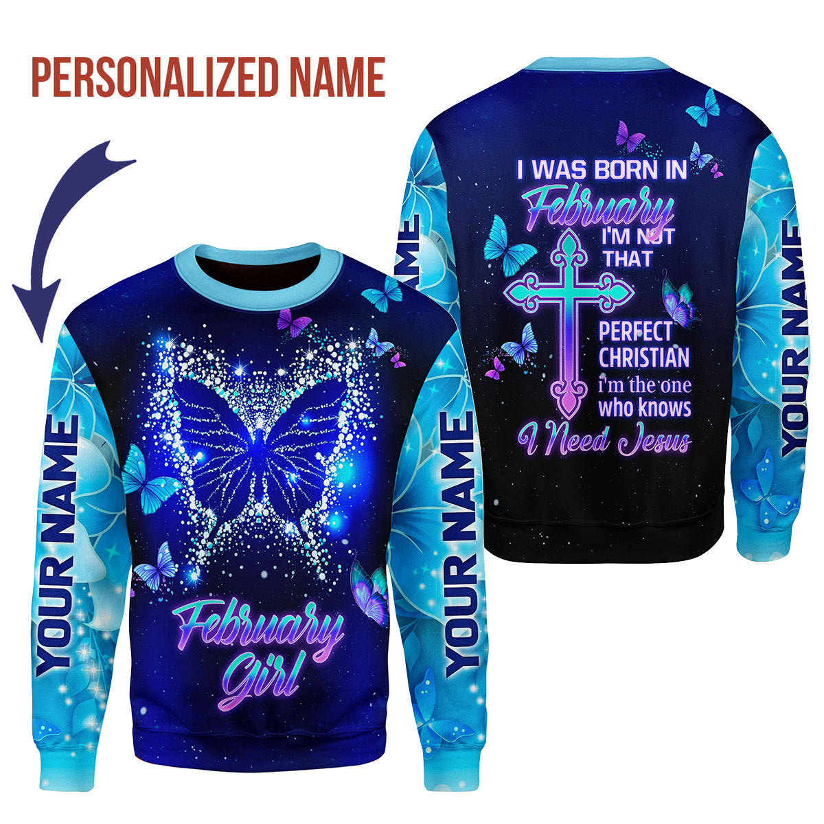 YMskins Personalized Tops February Girl All Over Printed