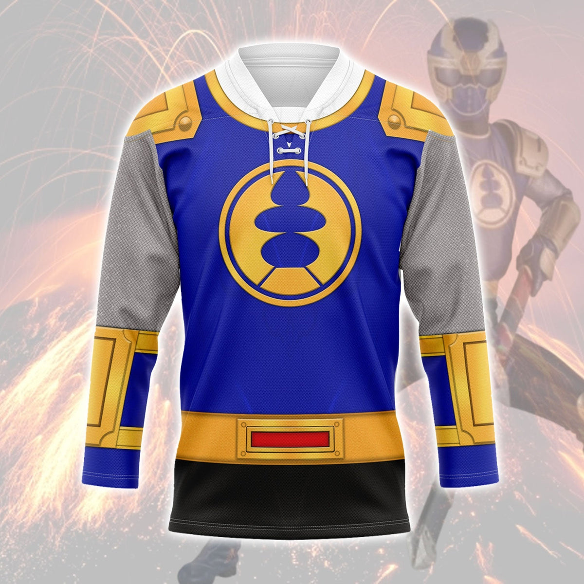 MakerHuman Navy Ranger Power Rangers Ninja Storm Hockey Jersey Sweatpants