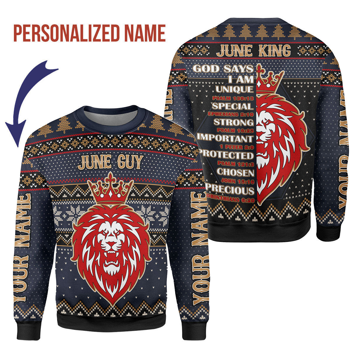 YMskins Personalized Ugly Sweater June Guy All Over Printed