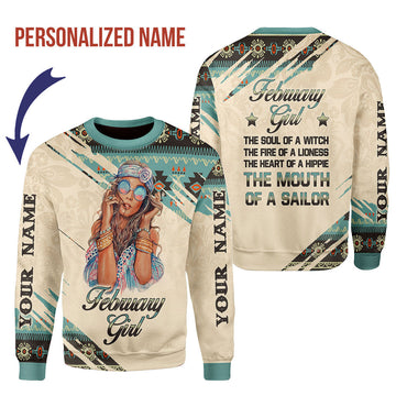 YMskins Personalized Ugly Sweater February Girl All Over Printed