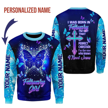 YMskins Personalized Ugly Sweater February Girl All Over Printed