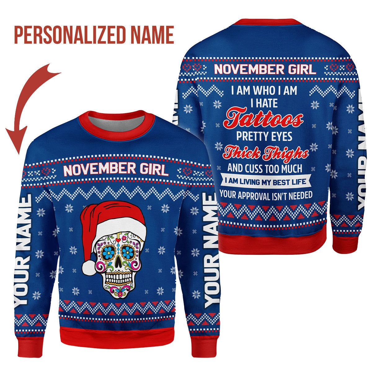 YMskins Personalized Tops November Girl All Over Printed