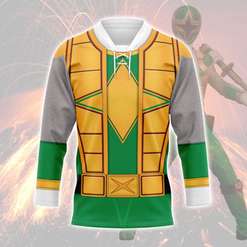 MakerHuman Green Samurai Power Rangers Ninja Storm Hockey Jersey Sweatpants