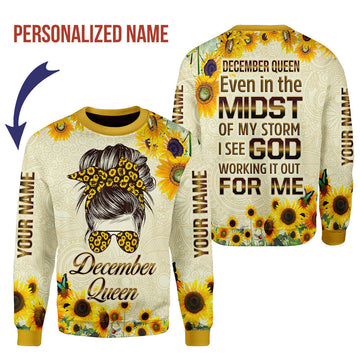 YMskins Personalized Ugly Sweater December Queen All Over Printed