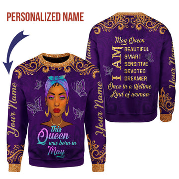 YMskins Personalized Ugly Sweater May Queen All Over Printed