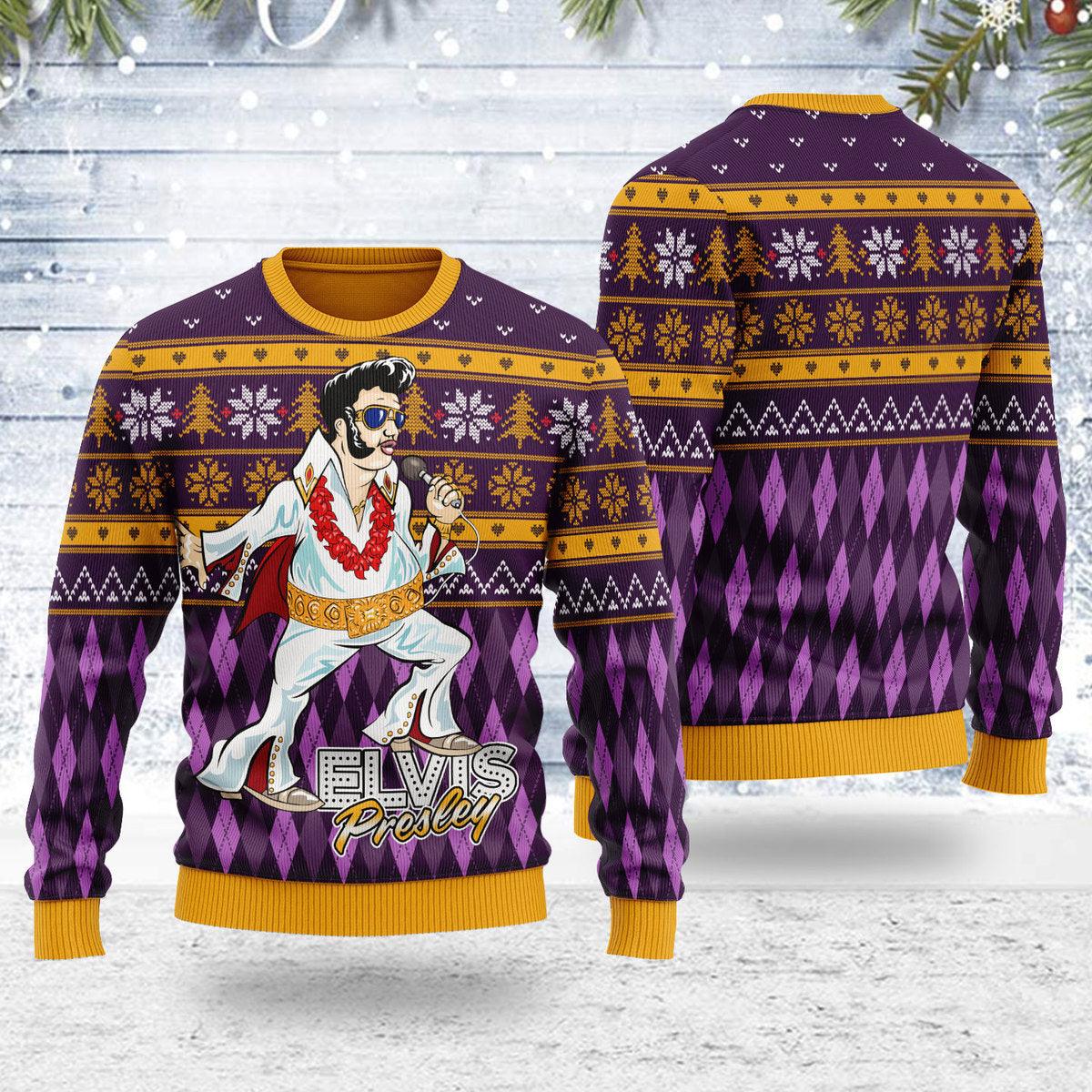 Gearhomie Elvis Fatley Meme Christmas Ugly Sweater - Gearhomie.com