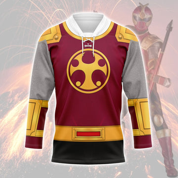 MakerHuman Crimson Thunder Power Rangers Ninja Storm Hockey Jersey Sweatpants