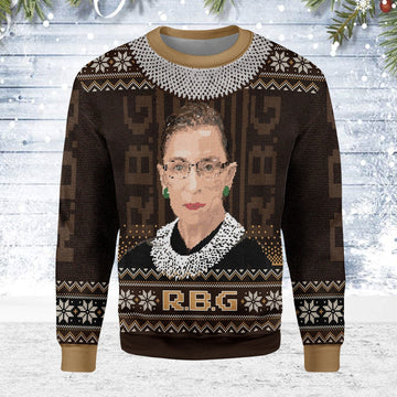 YMskins Christmas Sweater Ruth Bader Ginsburg RGB 3D Apparel