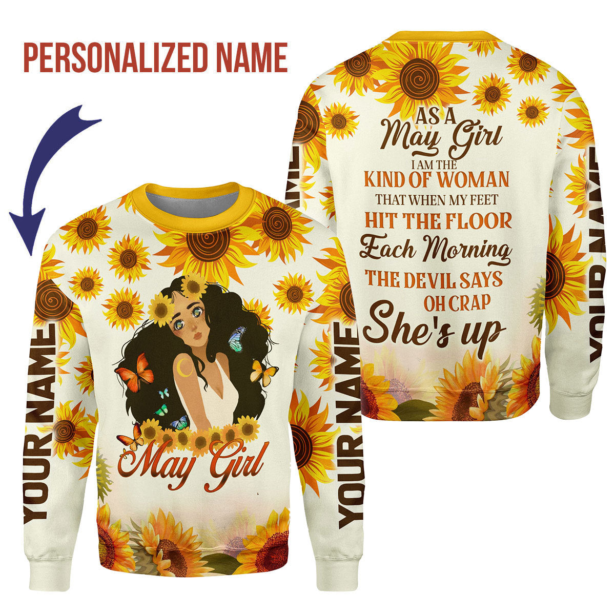 YMskins Personalized Ugly Sweater May Girl All Over Printed