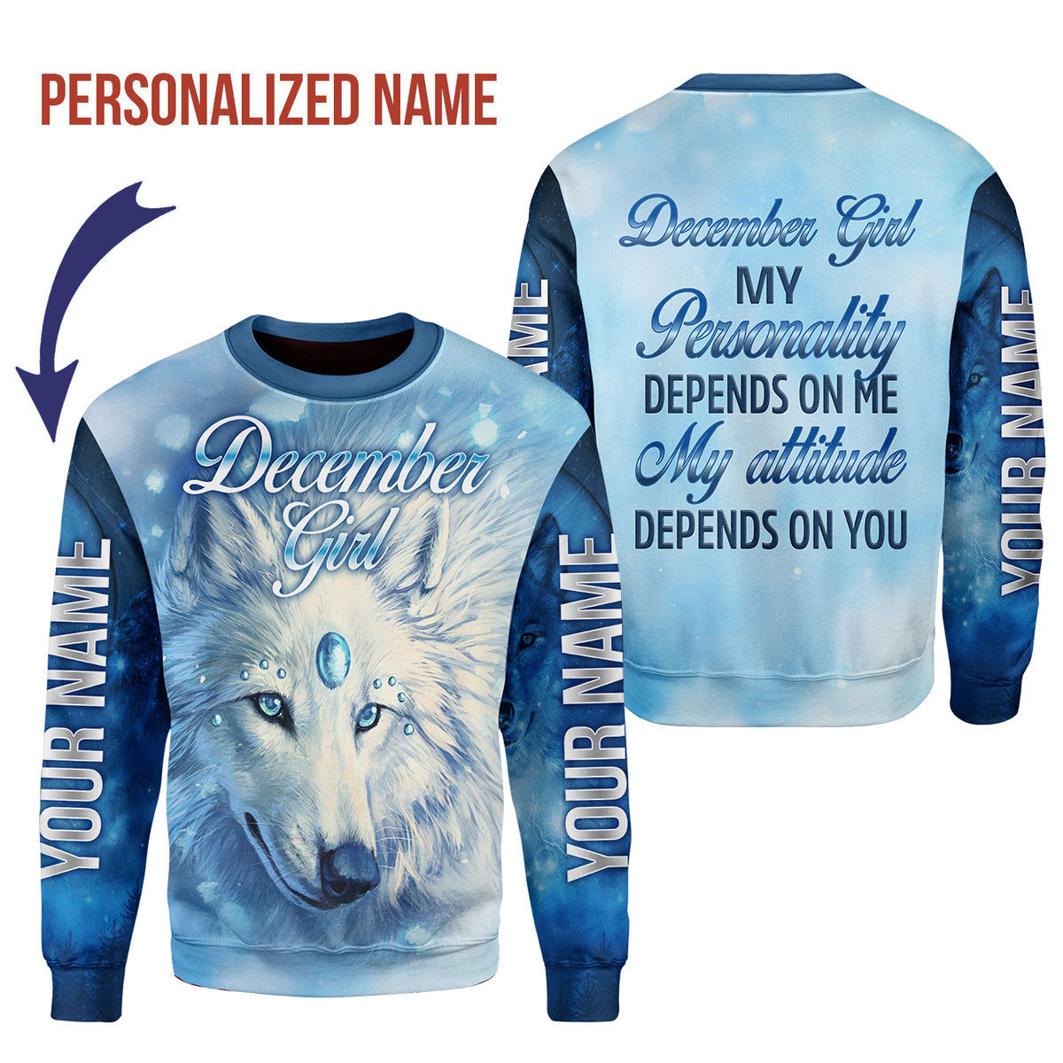 YMskins Personalized Ugly Sweater December Girl All Over Printed