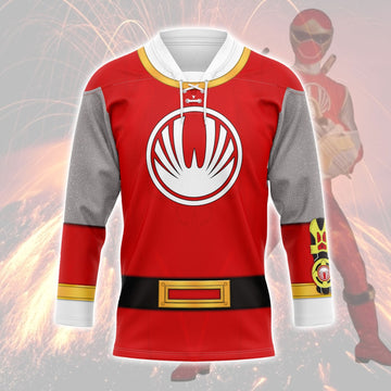 MakerHuman Red Power Rangers Ninja Storm Hockey Jersey Sweatpants