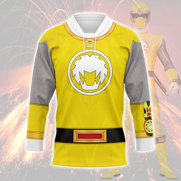 MakerHuman Yellow Samurai Power Rangers Ninja Storm Hockey Jersey Sweatpants