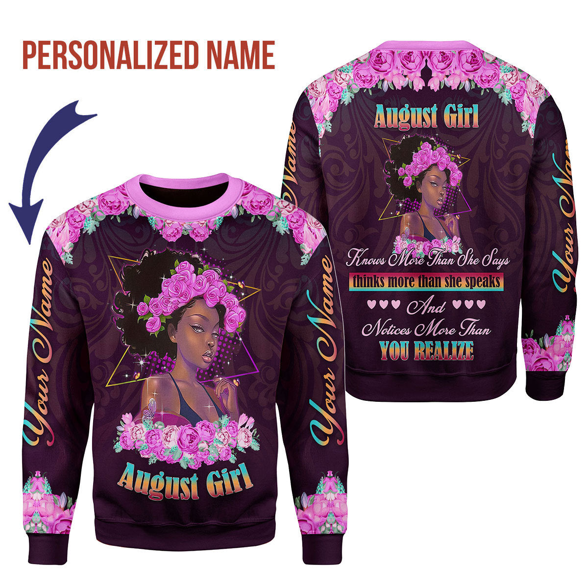 YMskins Personalized Ugly Sweater August Girl All Over Printed