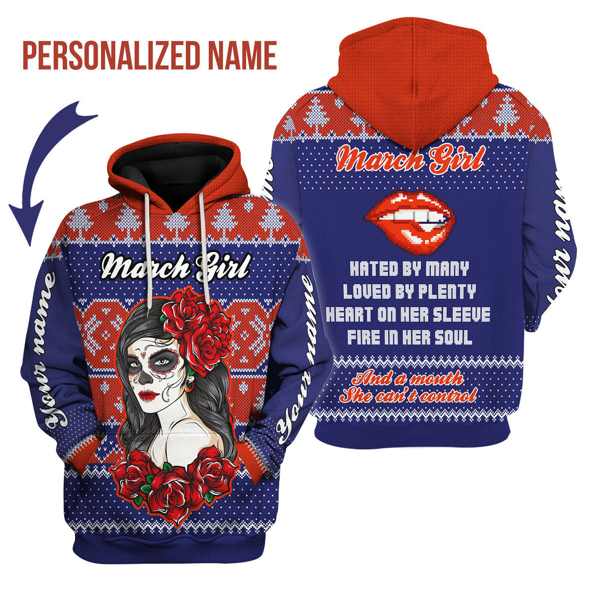 YMskins Personalized Hoodie March Girl All Over Printed
