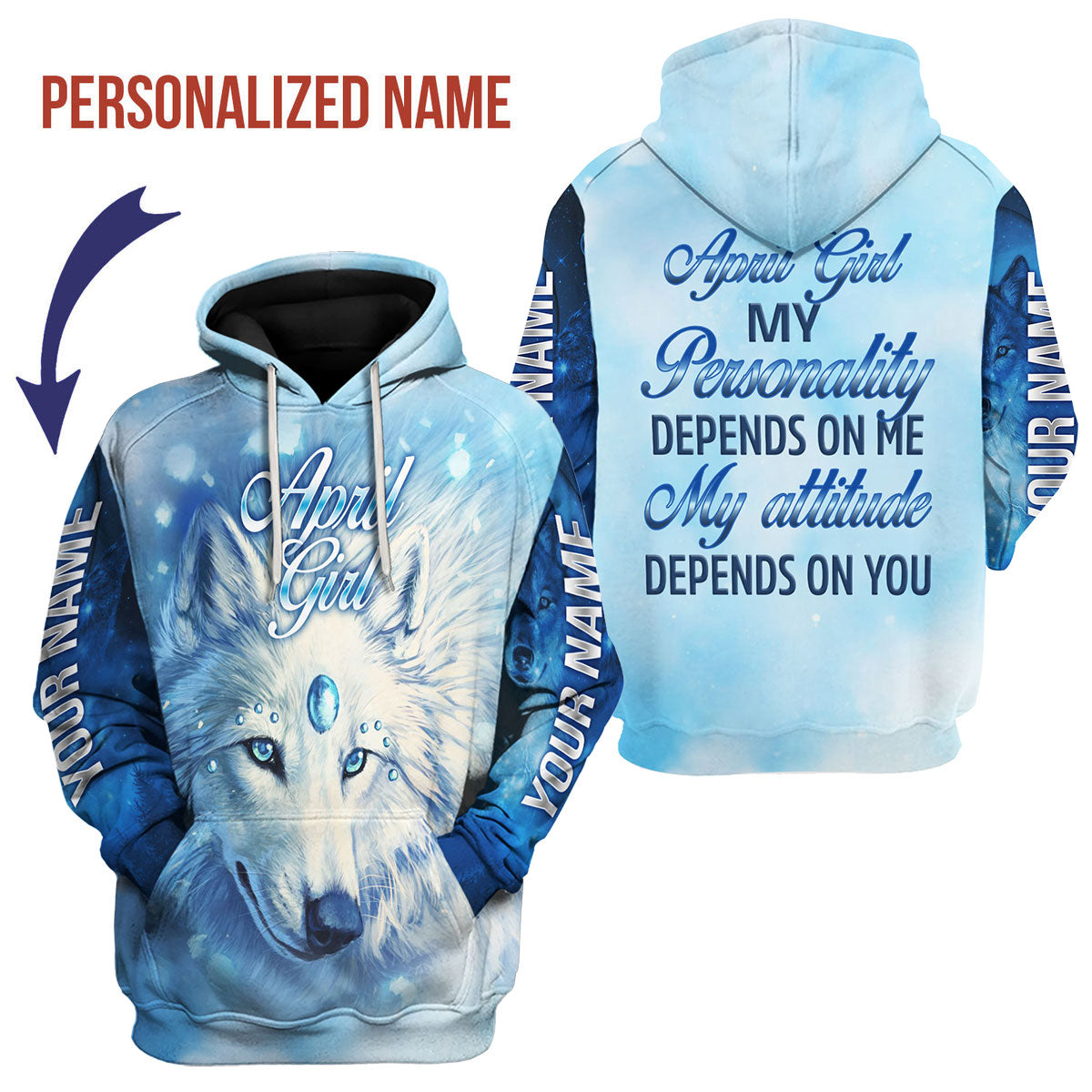 YMskins Personalized Hoodie April Girl All Over Printed