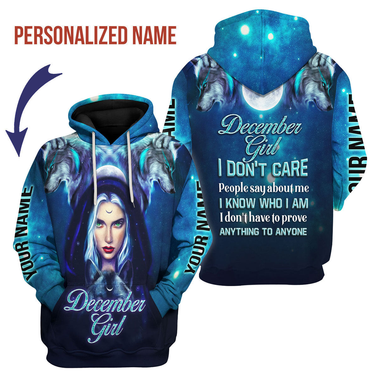 YMskins Personalized Hoodie December Girl All Over Printed