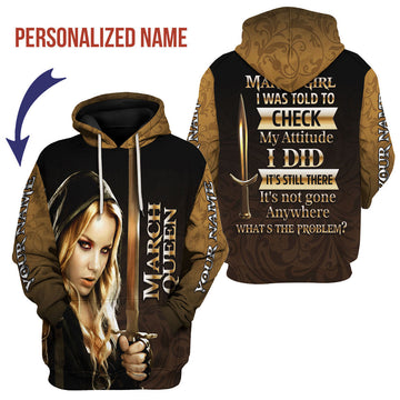 YMskins Personalized Hoodie I'm A March Girl All Over Printed
